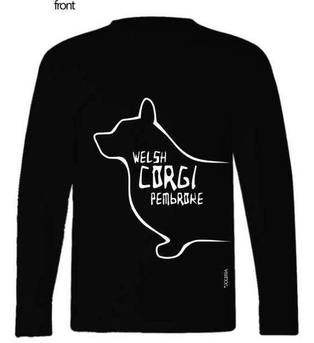 Corgi Welsh Pembroke (Outline) T-Shirt Adult Long- Sleeved Cotton