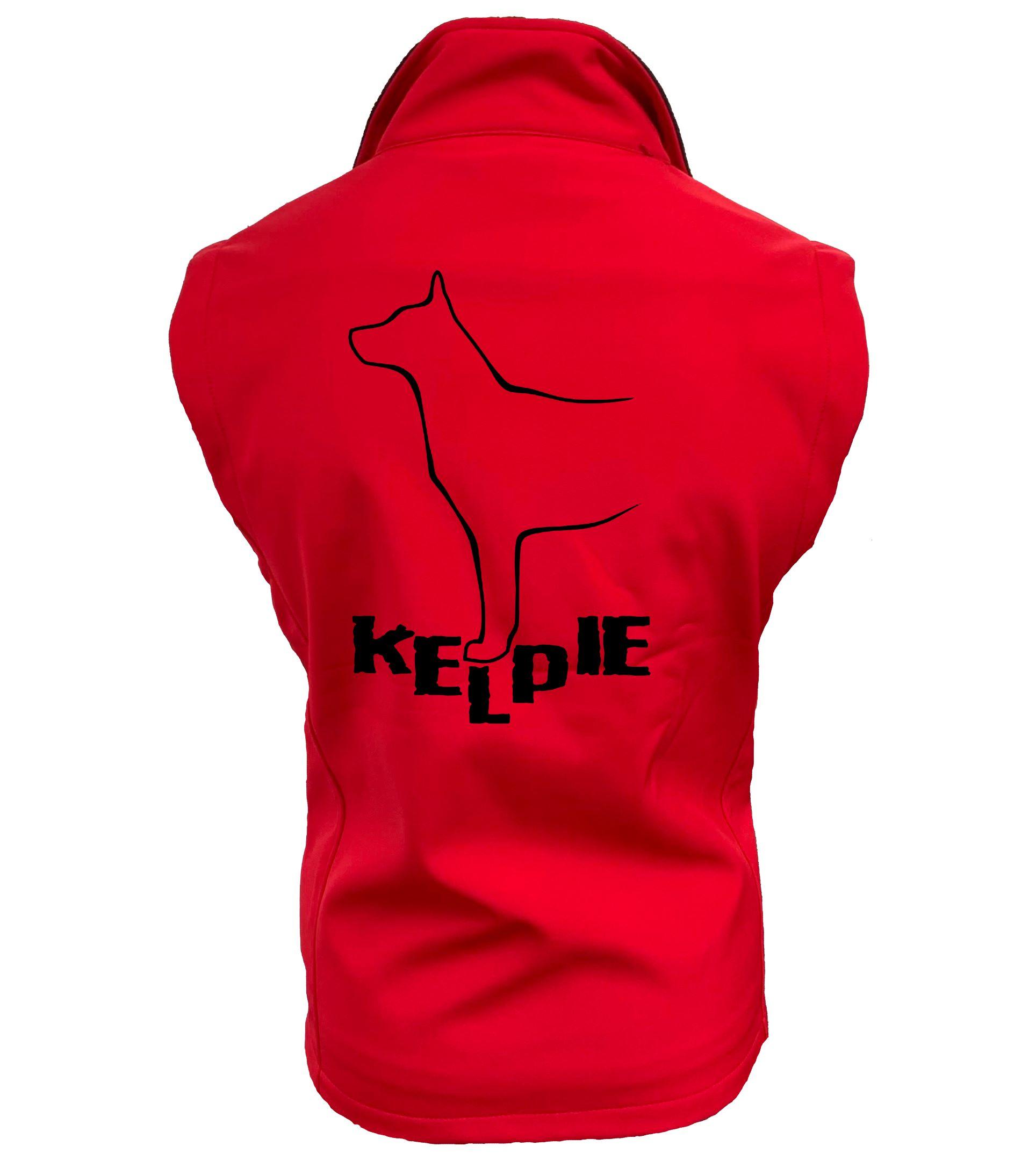 Softshell Adult Bodywarmer Gilet with Exclusive Kelpie dog breed Design