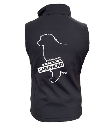 Miniature American Shepherd Dog Breed Design Softshell Gilet Full Zipped Women's & Men's Styles
