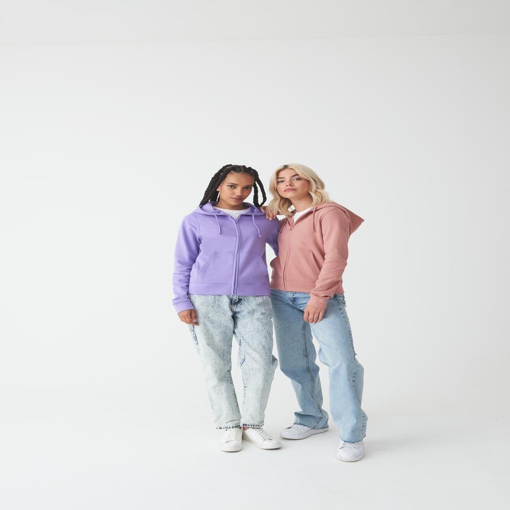 Women's Plain Dusty Pink Zipped Hoodie