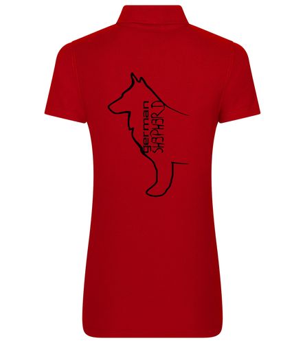 Female German Shepherd Polo Shirt Red (Black)