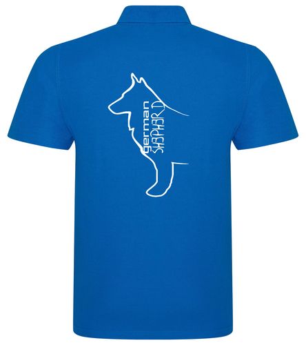 Unisex German Shepherd Polo Shirt Sapphire Blue (White)