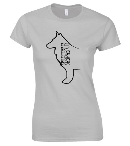 Female German Shepherd T-Shirt Sports Grey (Black)