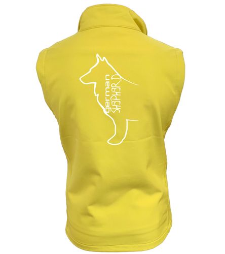 Female German Shepherd Softshell Gilet Yellow (White)