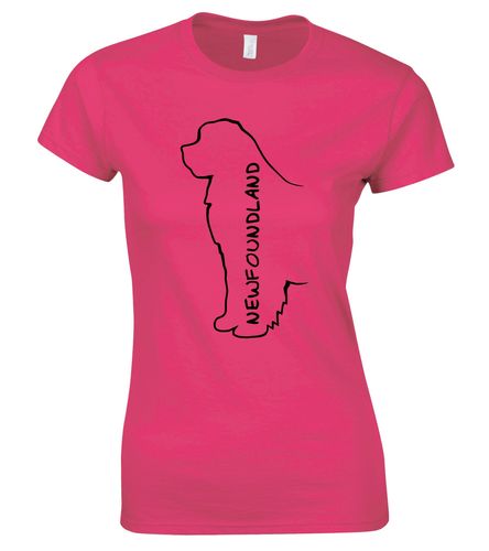 Female Newfoundland T-Shirt Pink (Black)