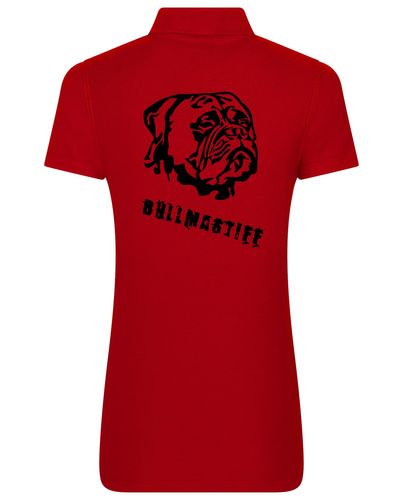 Female Bullmastiff (Head) Polo Shirt Red (Black)