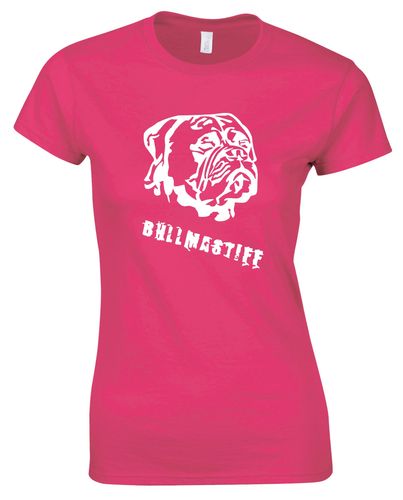 Female Bullmastiff T-Shirt Pink (White)