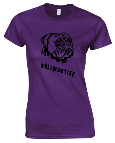 Female Bullmastiff T-Shirt Purple (Black)