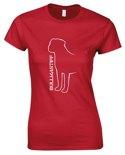 Female Bullmastiff (Standing) T-Shirt Red (White)