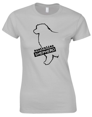 Female Australian Shepherd T-Shirt Sports Grey (Black)
