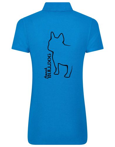 Female French Bulldog (Outline) Polo Shirt Sapphire Blue (Black)