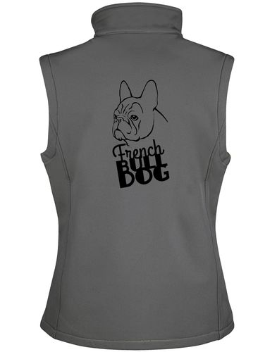 Unisex French Bulldog (Head) Softshell Jacket Charcoal (Black)