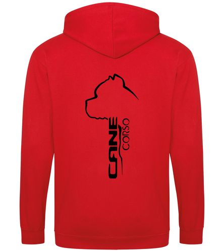 Unisex Cane Corso Zipped Hoodie Red (Black)