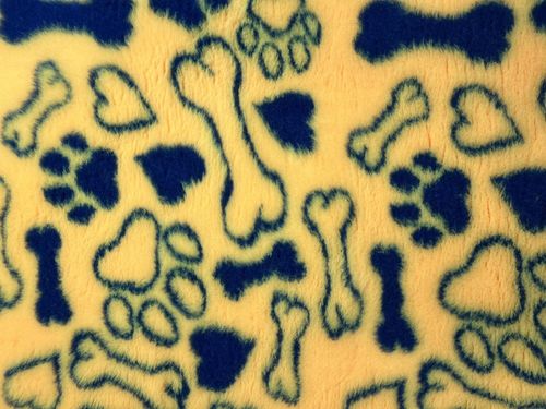 Exclusive Bederia Bedding for Dogs Rubber Backed Yellow Heart Paw Bone