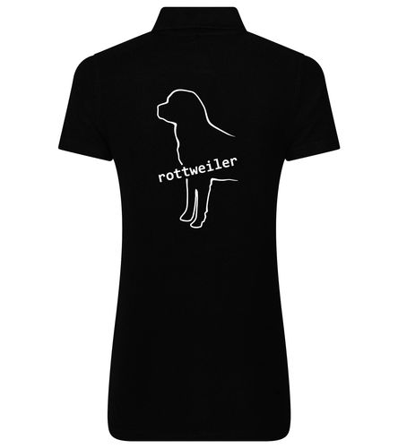 Female Rottweiler Polo Shirt Black (White)
