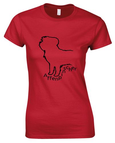 Female Affenpinscher Roundneck T-Shirt Red (Black)