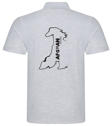 Unisex Afghan Hound Polo Shirt Heather Grey (Black)