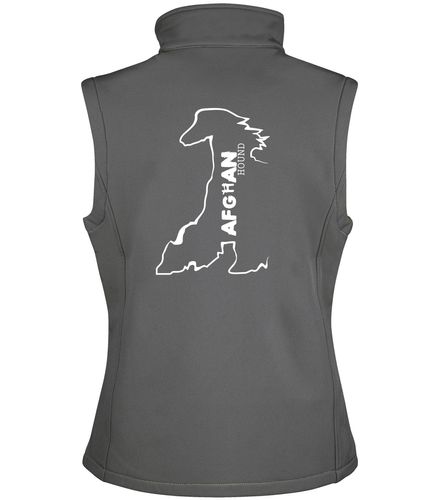 Unisex Afghan Hound Softshell Gilet Charcoal (White)