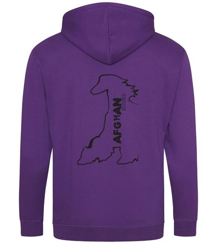 Unisex Afghan Hound Zipped Hoodie Purple (Black)