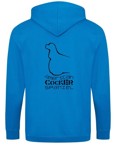 Unisex American Cocker Spaniel Zipped Hoodie Sapphire Blue (Black)