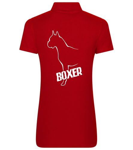 Female Boxer Ear Up Polo Shirt Red (White)