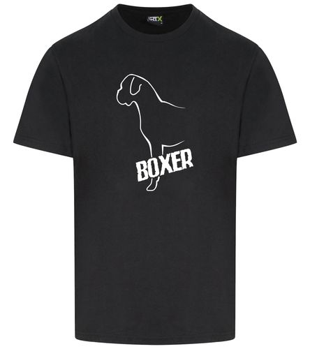 Unisex Boxer Ear Drop Roundneck T-Shirt Black (White)