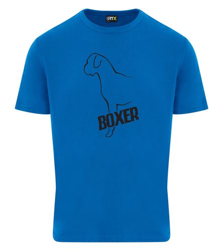 Unisex Boxer Ear Drop Roundneck T-Shirt Sapphire Blue (Black)