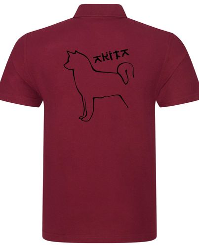 Unisex Akita Polo Shirt Burgundy (Black)