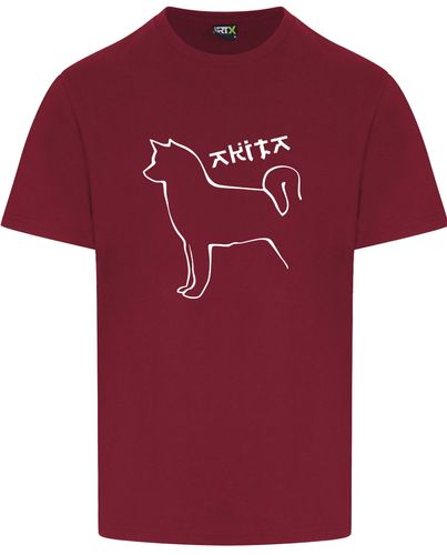 Unisex Akita Roundneck T-Shirt Burgundy (White)