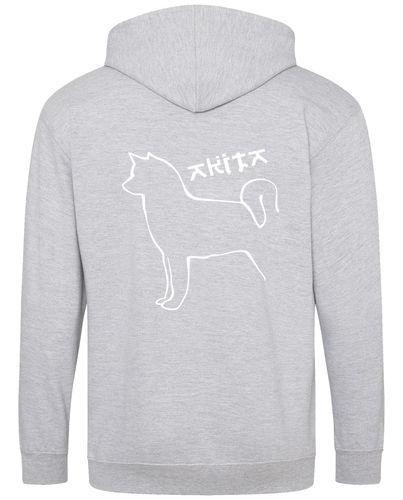 Unisex Akita Zipped Hoodie Heather Grey (White)