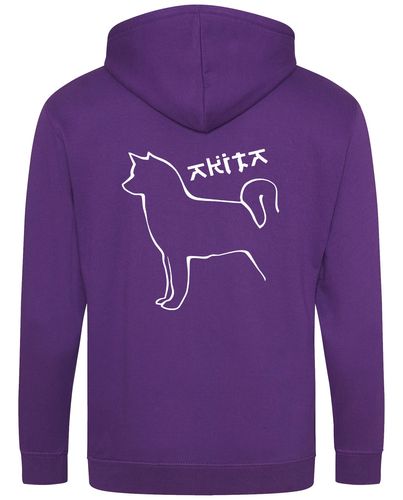 Unisex Akita Zipped Hoodie Purple (White)