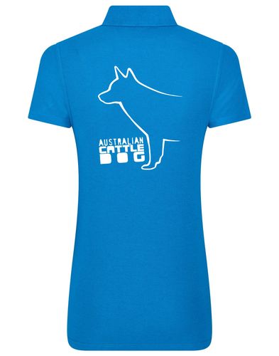 Female Australian Cattle Dog Polo Shirt Sapphire Blue (White)