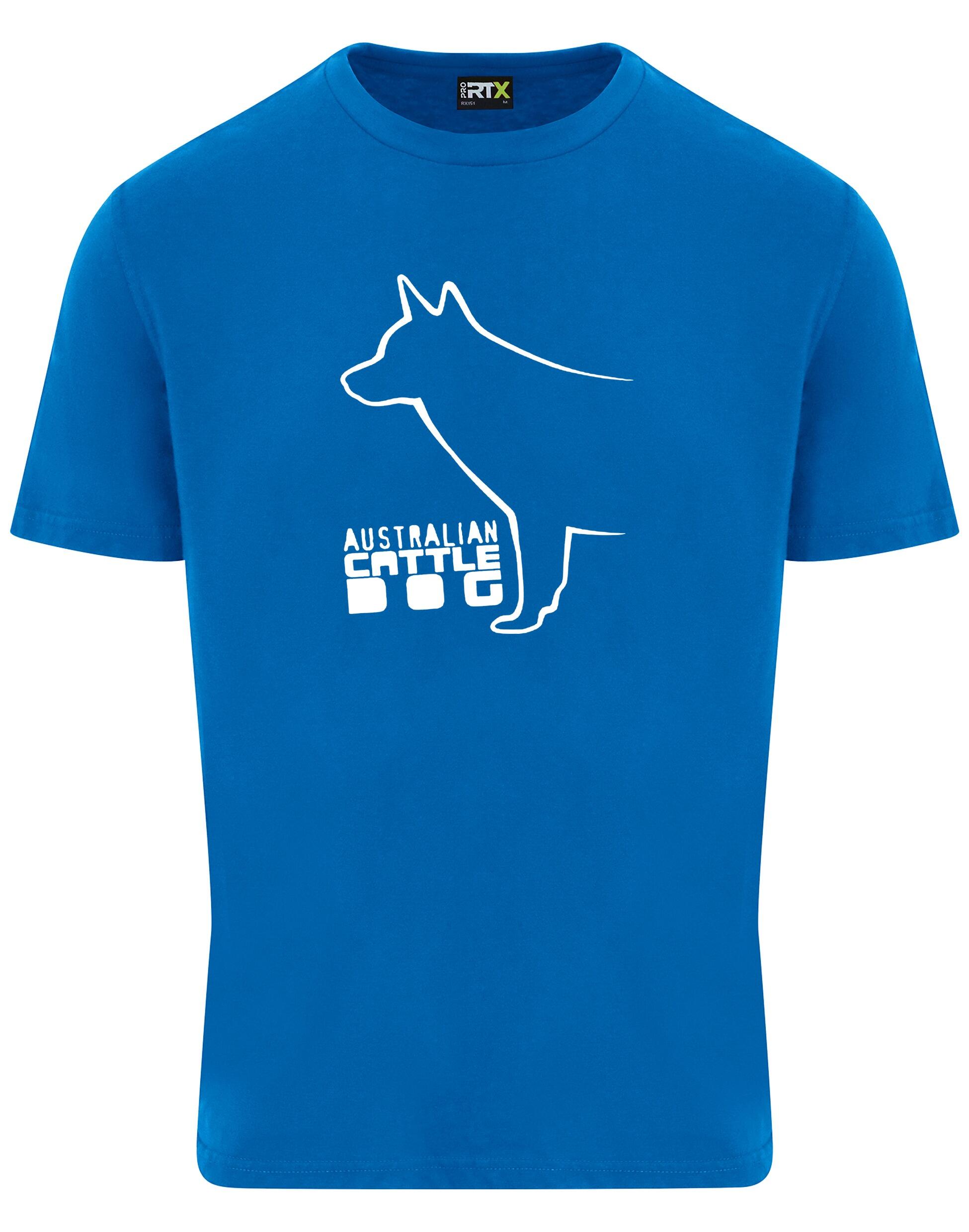 Unisex Australian Cattle Dog Roundneck T-Shirt Sapphire Blue (White)