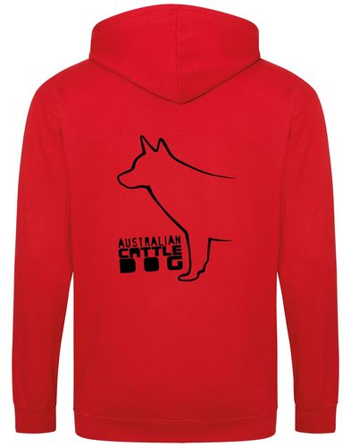 Unisex Australian Cattle Dog Zipped Hoodie Red (Black)