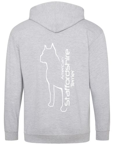 Unisex American Staffordshire Terrier Zipped Hoodie Heather Grey (White)