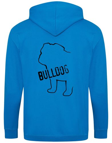 Unisex Bulldog (Body Design) Zipped Hoodie Sapphire Blue (Black)