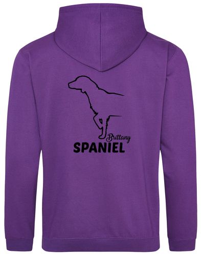 Unisex Brittany Spaniel Pullover Hoodie Purple (Black)