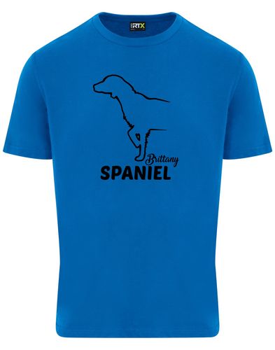 Unisex Brittany Spaniel Roundneck T-Shirt Sapphire Blue (Black)