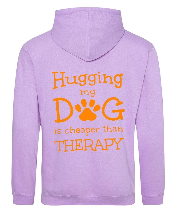 Lavender Pullover Hoodies with "Hugging My Dog Is Cheaper" Orange Print - Agility Lifestyle Collection