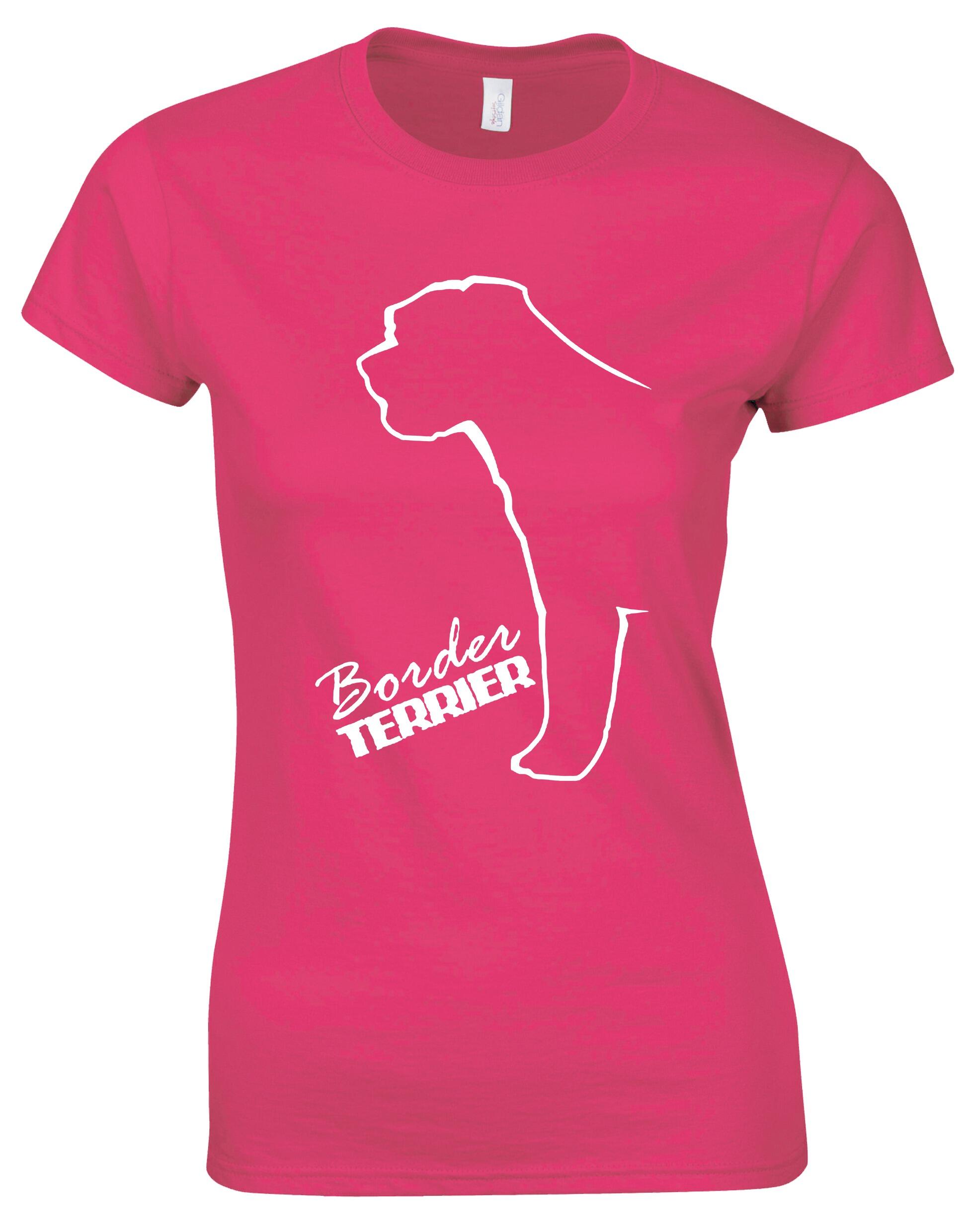 Female Roundneck T-shirt with Border Terrier Dog Breed Design – Style for Every Dog Lover
