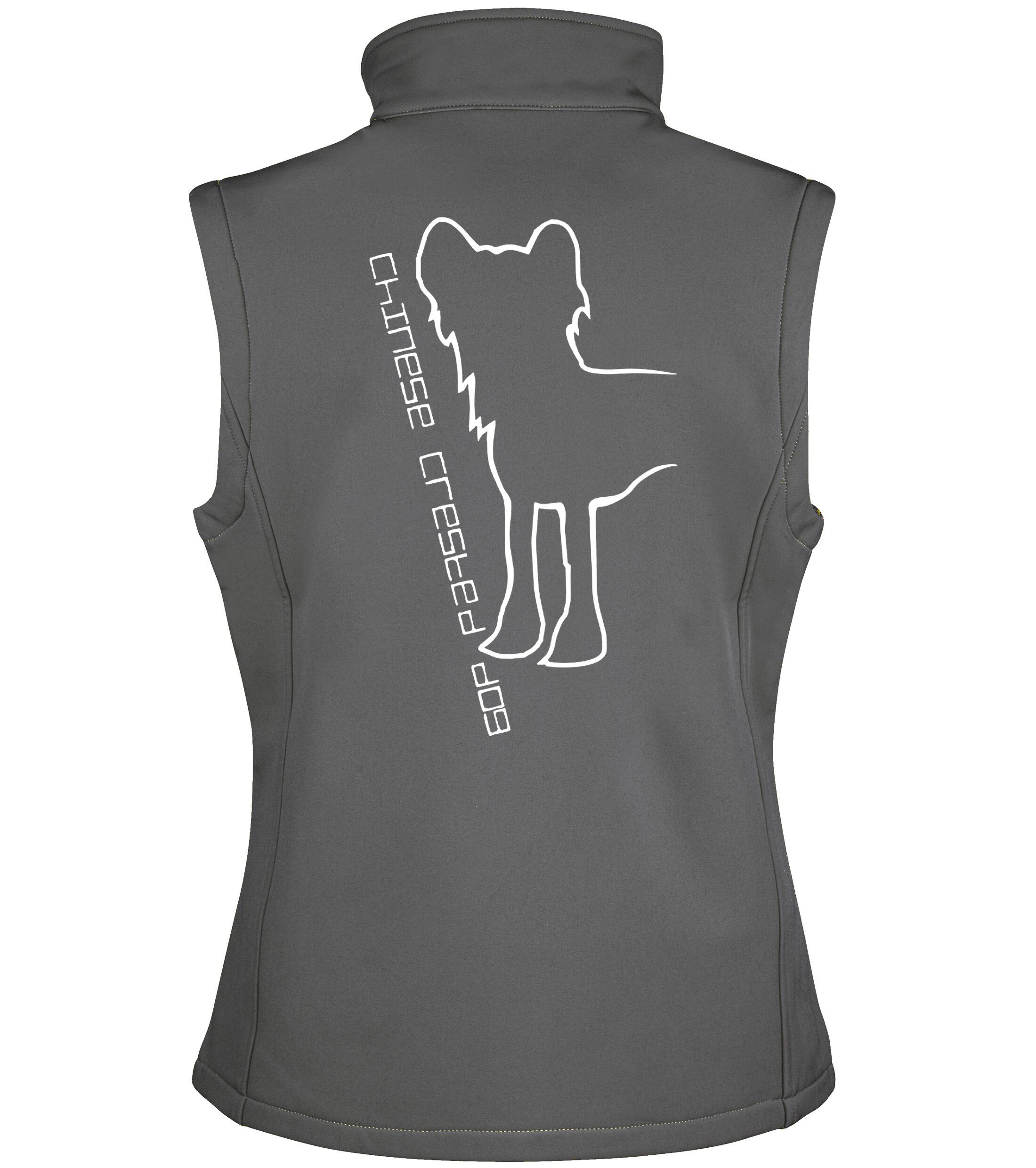 Chinese Crested Dog Breed Design Women’s Softshell Gilet – Chic Style Meets Everyday Functionality