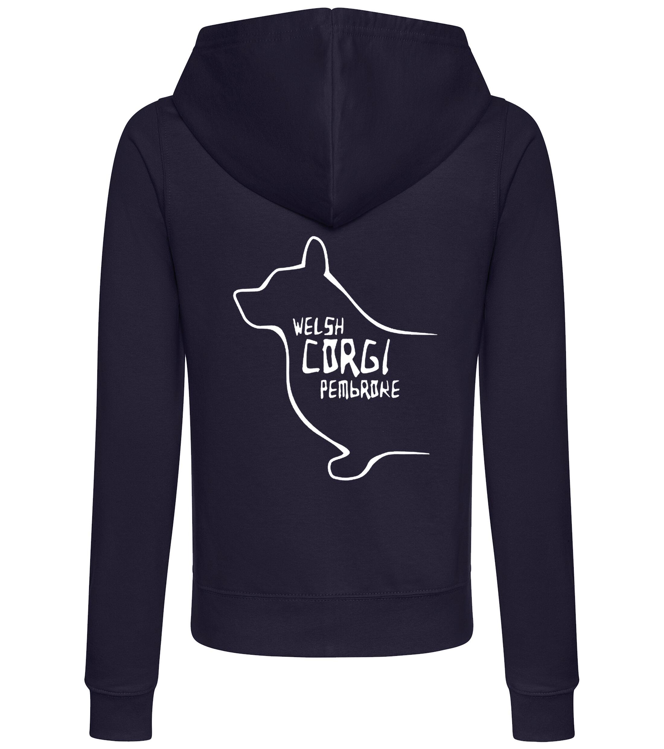 Corgi Pembroke (Welsh) Outline Women’s Zipped Hoodie – Cozy & Perfect for Corgi Pembroke Lovers