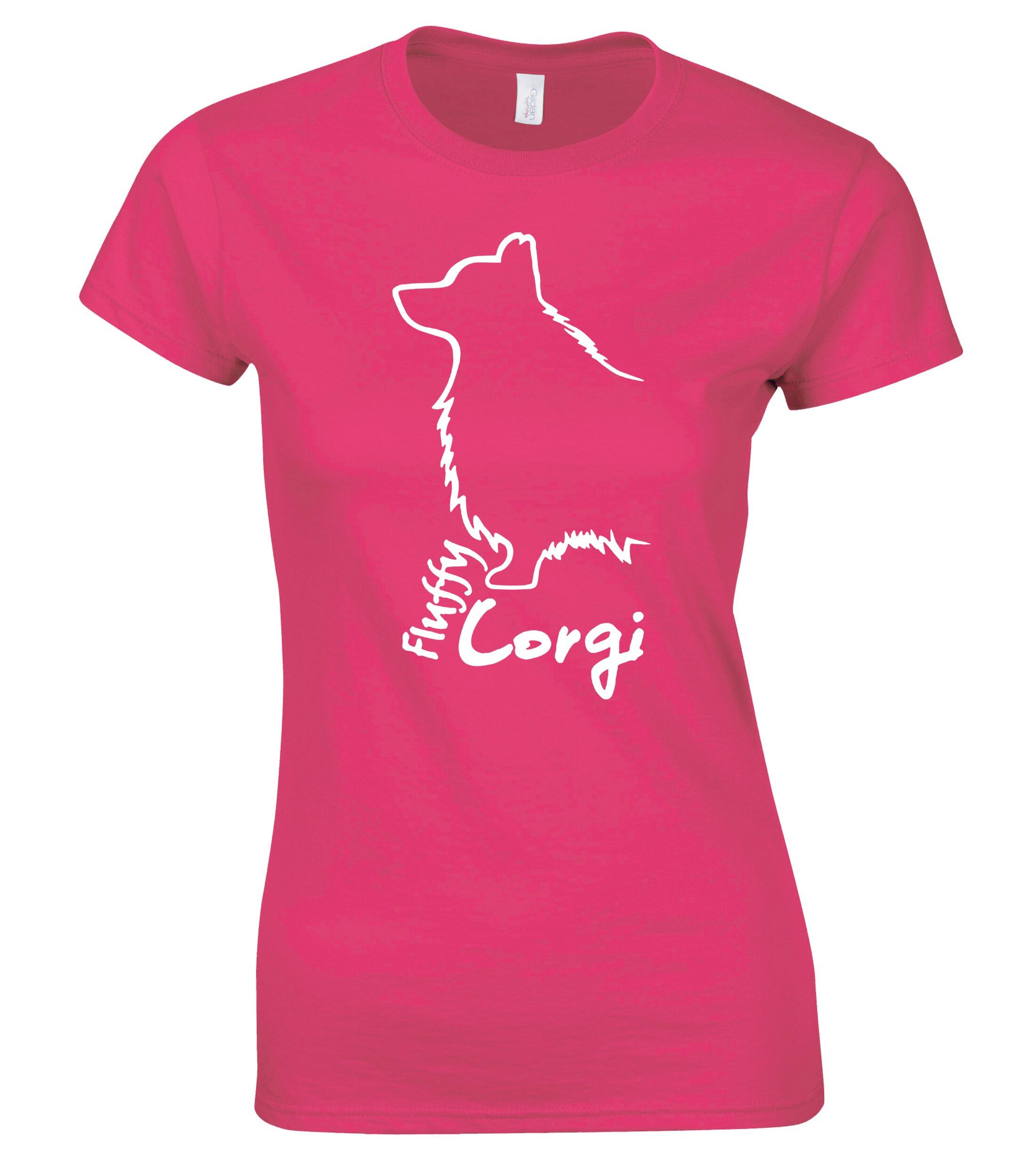 Female Roundneck T-shirt with Corgi Fluffy Dog Breed Design – Perfect for Corgi Fluffy Enthusiasts
