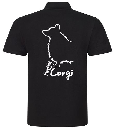 Unisex Cotton Polo with Corgi Fluffy Dog Breed Design – Timeless Style for Corgi Lovers