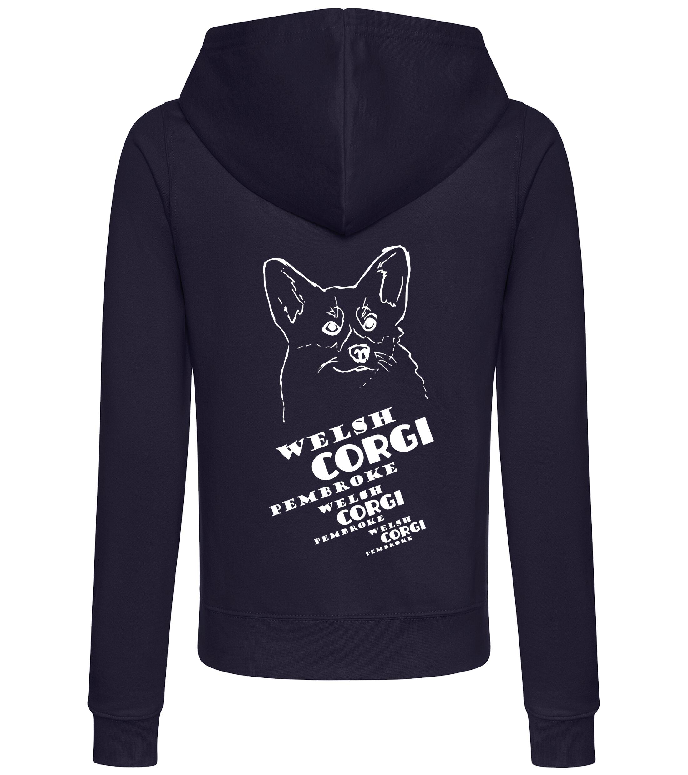 Corgi Pembroke (Face) Dog Breed Women’s Zipped Hoodie – Stylish & Cozy for Corgi Pembroke Lovers