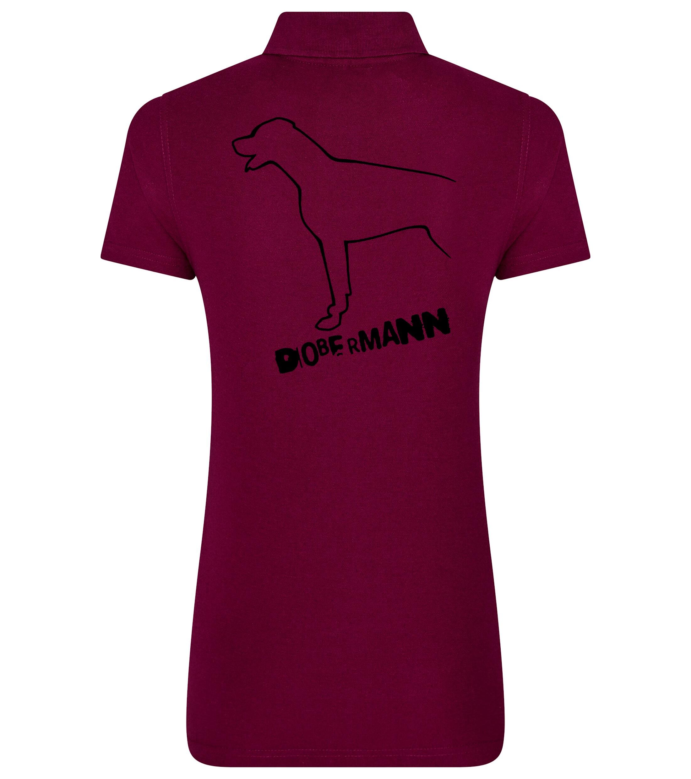 Dobermann (Outline) Women’s Cotton Polo – Timeless Elegance for Dobermann Enthusiasts