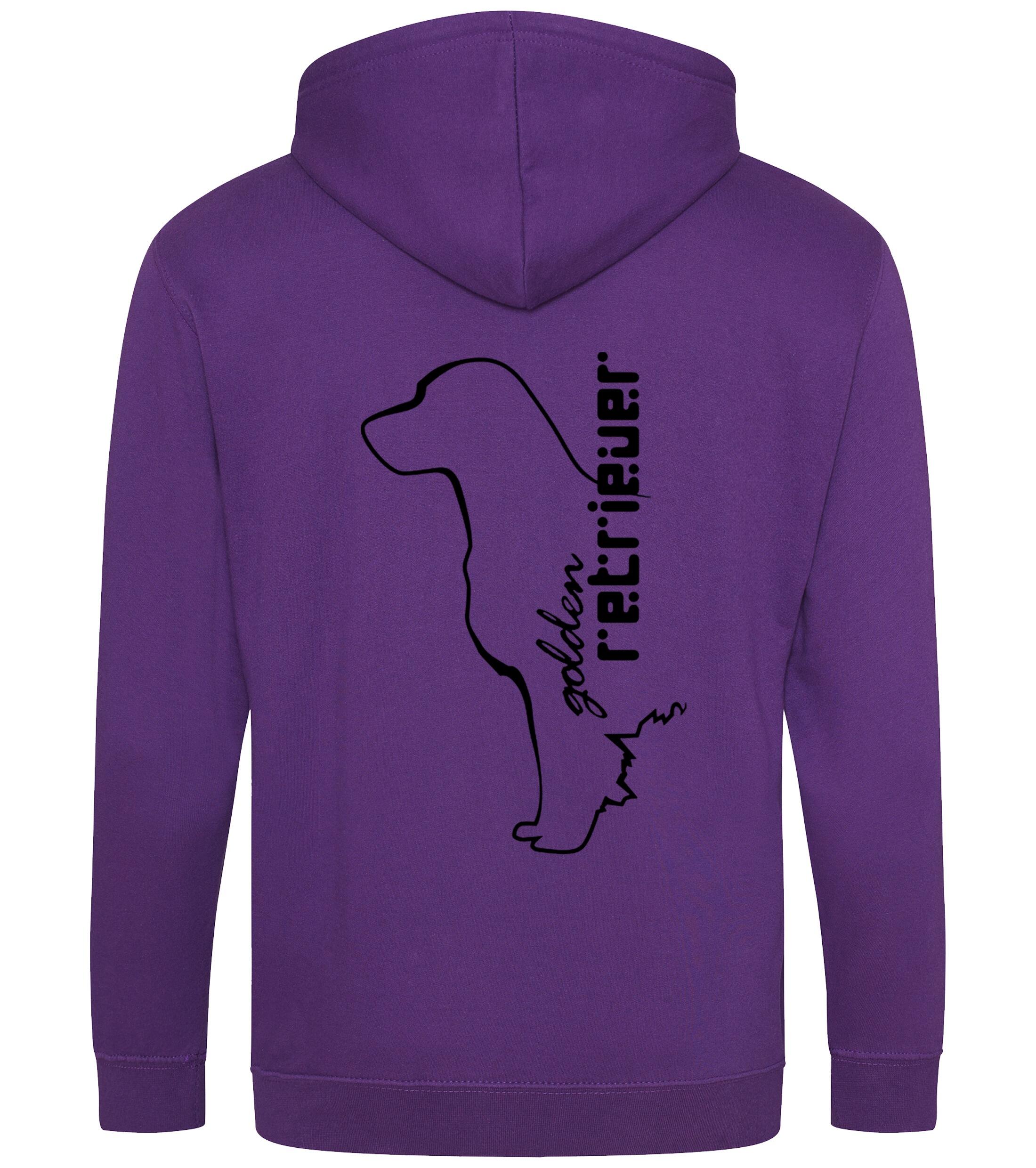 Golden Retriever zipped hoodie featuring an exclusive breed design, heavy-blend fabric with a brushed fleece interior, full-zip closure, and practical pockets, perfect for Golden Retriever enthusiasts.