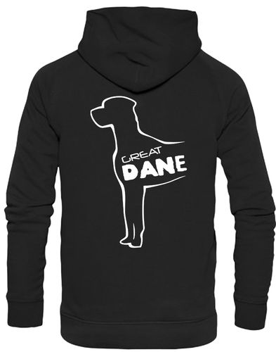 Pullover hoodie featuring exclusive Great Dane artwork, crafted from heavy-blend fabric with fleece lining, kangaroo pocket, and customizable design options.