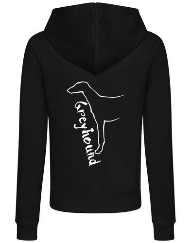 Greyhound Women’s Zipped Hoodie with exclusive breed design, breathable fabric, full-zip closure, and cozy hood, ideal for showcasing breed pride and staying comfortable.