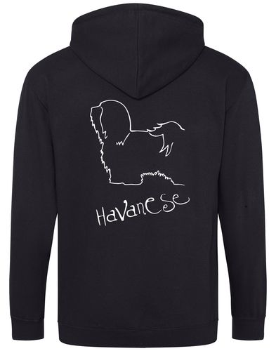Havanese Zipped Hoodie – Cozy and stylish full-zip hoodie featuring exclusive Havanese artwork, perfect for breed enthusiasts.